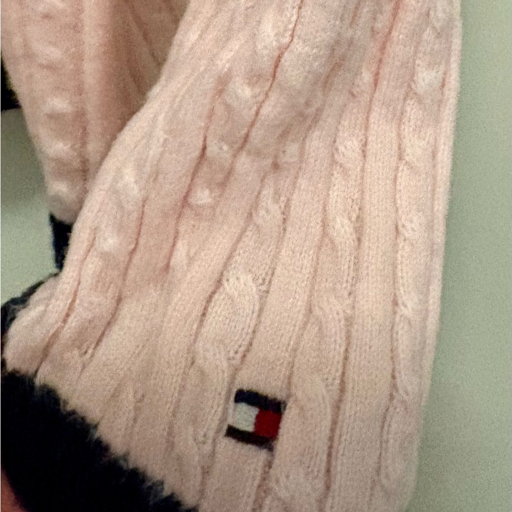 Pink Cable Knit Sweater with Black Trim - Picture 6 of 7
